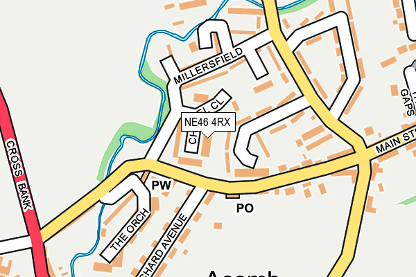 NE46 4RX map - OS OpenMap – Local (Ordnance Survey)