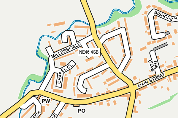 NE46 4SB map - OS OpenMap – Local (Ordnance Survey)