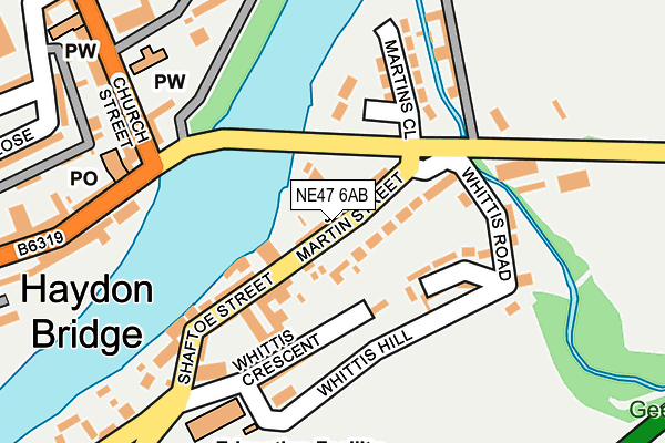 NE47 6AB map - OS OpenMap – Local (Ordnance Survey)