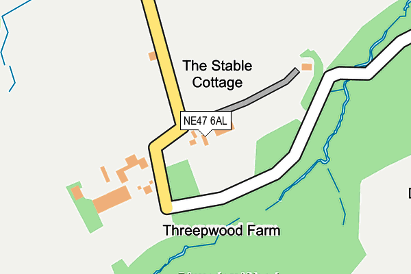 NE47 6AL map - OS OpenMap – Local (Ordnance Survey)