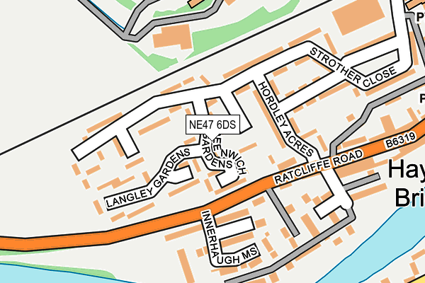 NE47 6DS map - OS OpenMap – Local (Ordnance Survey)