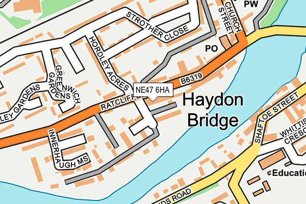 NE47 6HA map - OS OpenMap – Local (Ordnance Survey)