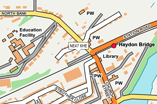 NE47 6HE map - OS OpenMap – Local (Ordnance Survey)