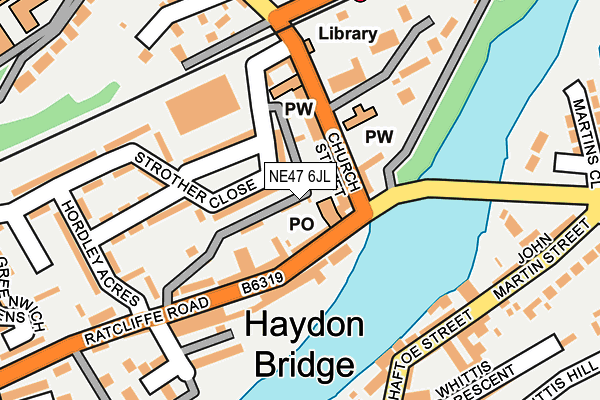 NE47 6JL map - OS OpenMap – Local (Ordnance Survey)