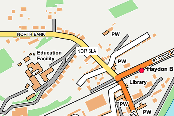 NE47 6LA map - OS OpenMap – Local (Ordnance Survey)