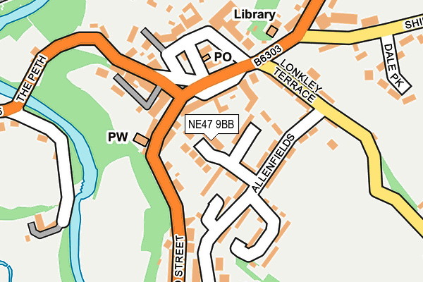 NE47 9BB map - OS OpenMap – Local (Ordnance Survey)