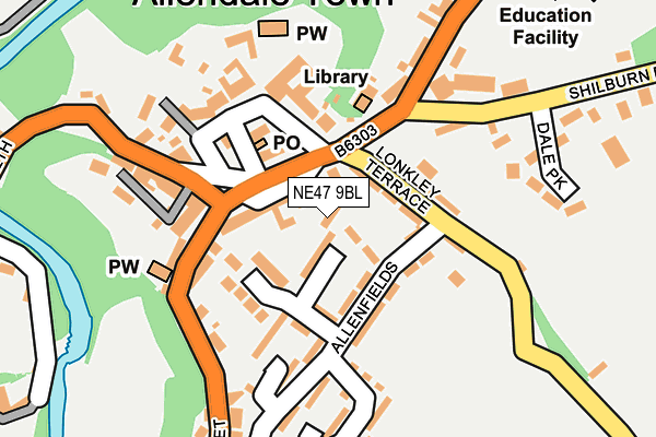 NE47 9BL map - OS OpenMap – Local (Ordnance Survey)
