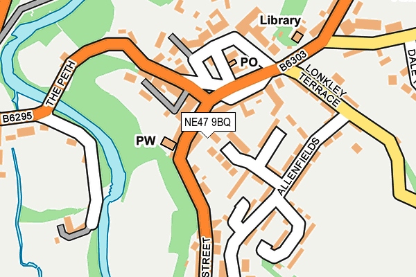 NE47 9BQ map - OS OpenMap – Local (Ordnance Survey)