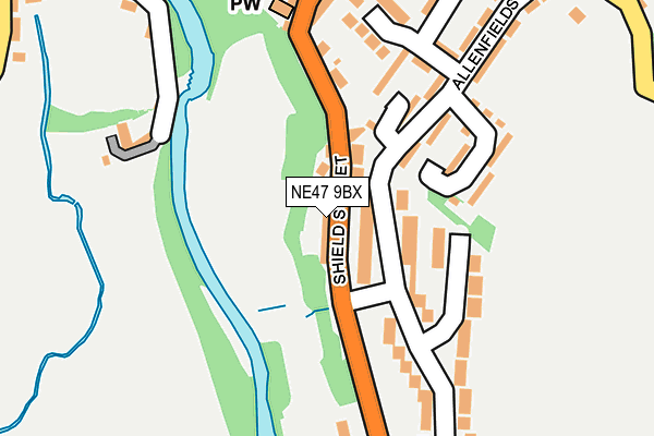 NE47 9BX map - OS OpenMap – Local (Ordnance Survey)