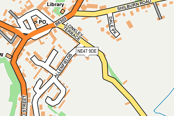 NE47 9DE map - OS OpenMap – Local (Ordnance Survey)