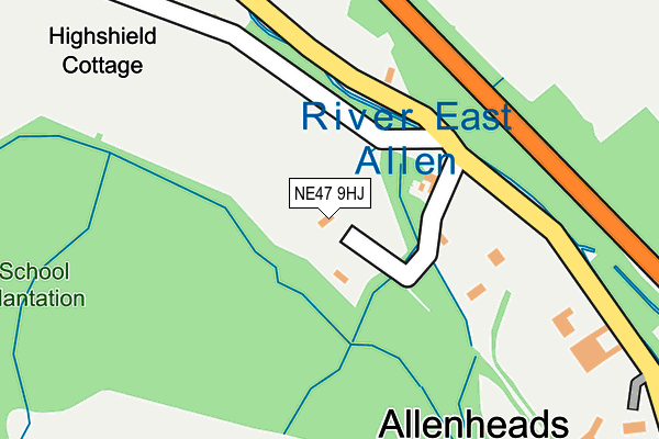 NE47 9HJ map - OS OpenMap – Local (Ordnance Survey)