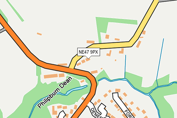 NE47 9PX map - OS OpenMap – Local (Ordnance Survey)