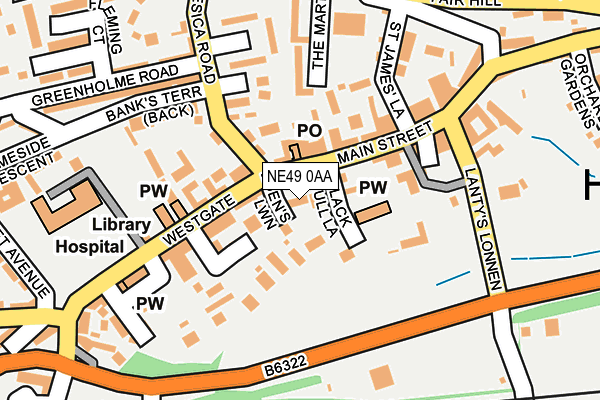 NE49 0AA map - OS OpenMap – Local (Ordnance Survey)