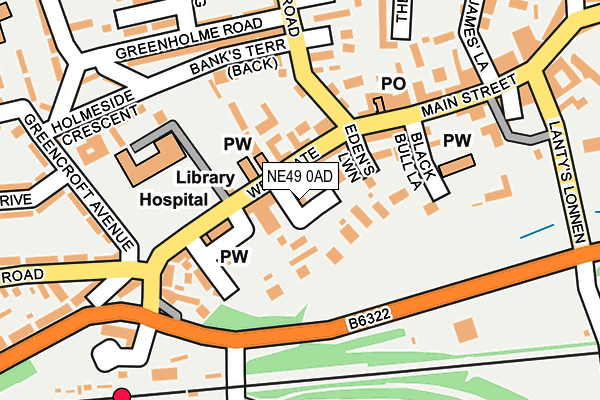NE49 0AD map - OS OpenMap – Local (Ordnance Survey)