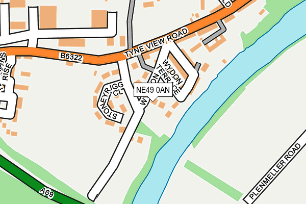 NE49 0AN map - OS OpenMap – Local (Ordnance Survey)