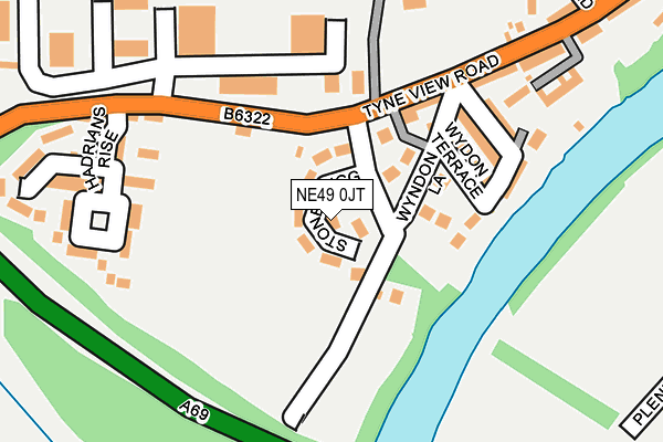NE49 0JT map - OS OpenMap – Local (Ordnance Survey)