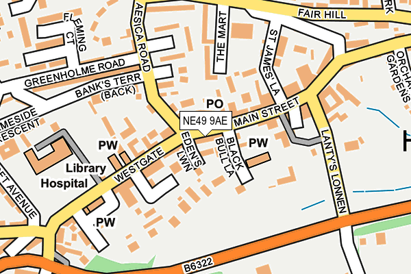 NE49 9AE map - OS OpenMap – Local (Ordnance Survey)