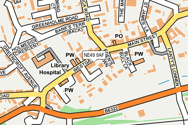 NE49 9AF map - OS OpenMap – Local (Ordnance Survey)