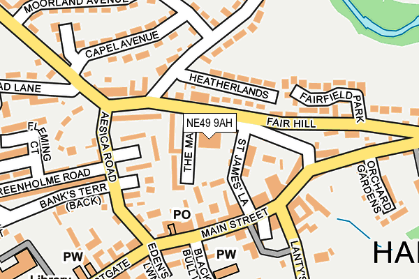 NE49 9AH map - OS OpenMap – Local (Ordnance Survey)