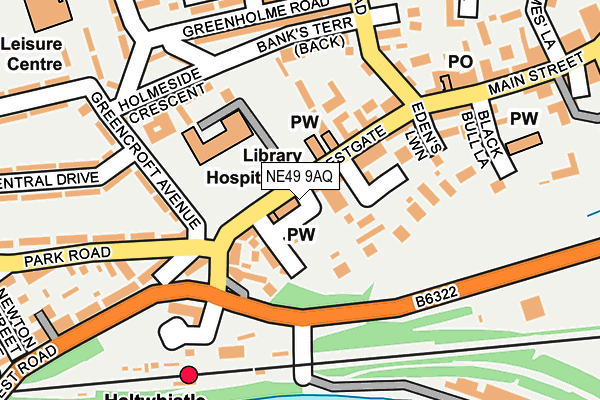 NE49 9AQ map - OS OpenMap – Local (Ordnance Survey)