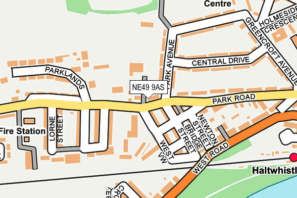 NE49 9AS map - OS OpenMap – Local (Ordnance Survey)