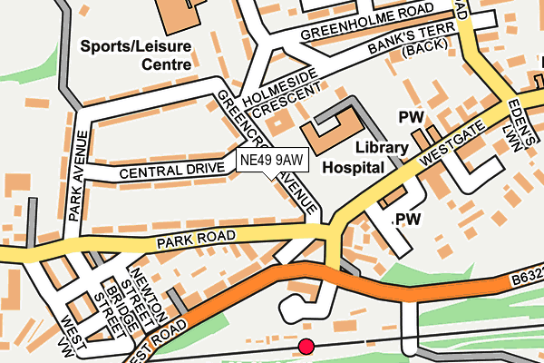 NE49 9AW map - OS OpenMap – Local (Ordnance Survey)