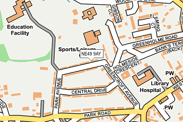 NE49 9AY map - OS OpenMap – Local (Ordnance Survey)