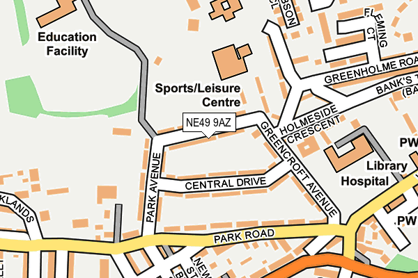 NE49 9AZ map - OS OpenMap – Local (Ordnance Survey)