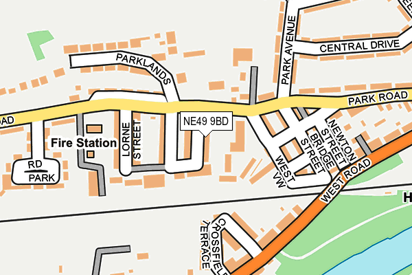 NE49 9BD map - OS OpenMap – Local (Ordnance Survey)