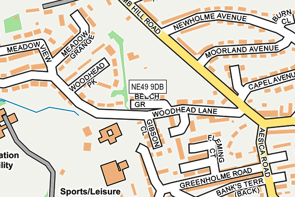 NE49 9DB map - OS OpenMap – Local (Ordnance Survey)