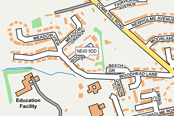 NE49 9DD map - OS OpenMap – Local (Ordnance Survey)
