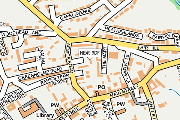 NE49 9DF map - OS OpenMap – Local (Ordnance Survey)