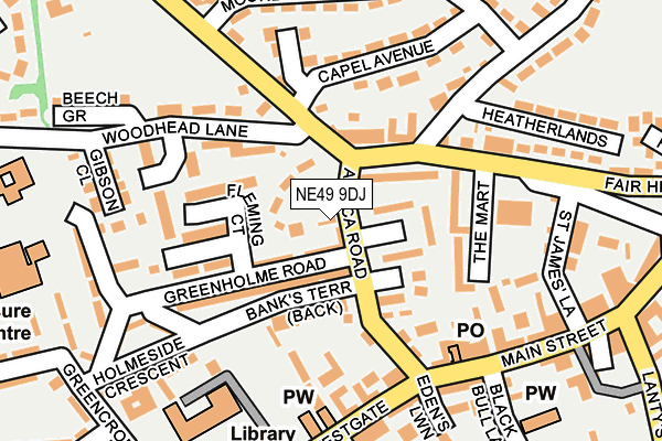 NE49 9DJ map - OS OpenMap – Local (Ordnance Survey)