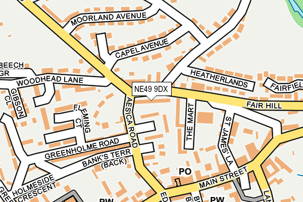 NE49 9DX map - OS OpenMap – Local (Ordnance Survey)