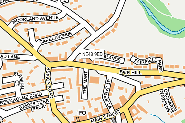 NE49 9ED map - OS OpenMap – Local (Ordnance Survey)