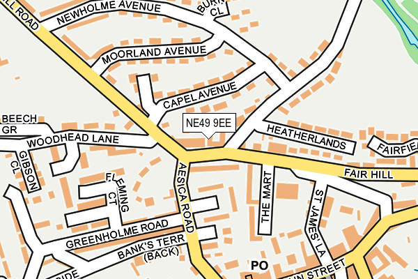 NE49 9EE map - OS OpenMap – Local (Ordnance Survey)