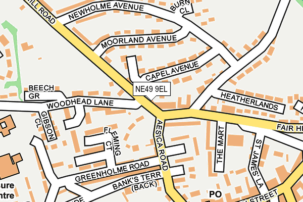NE49 9EL map - OS OpenMap – Local (Ordnance Survey)