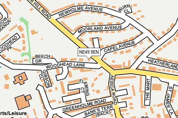 NE49 9EN map - OS OpenMap – Local (Ordnance Survey)