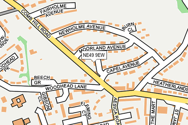 NE49 9EW map - OS OpenMap – Local (Ordnance Survey)