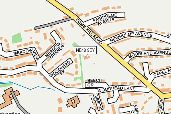 NE49 9EY map - OS OpenMap – Local (Ordnance Survey)