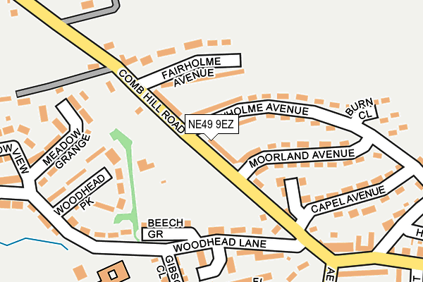 NE49 9EZ map - OS OpenMap – Local (Ordnance Survey)