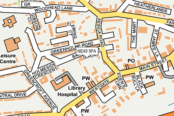 NE49 9FA map - OS OpenMap – Local (Ordnance Survey)