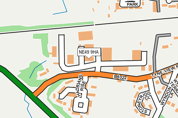 NE49 9HA map - OS OpenMap – Local (Ordnance Survey)