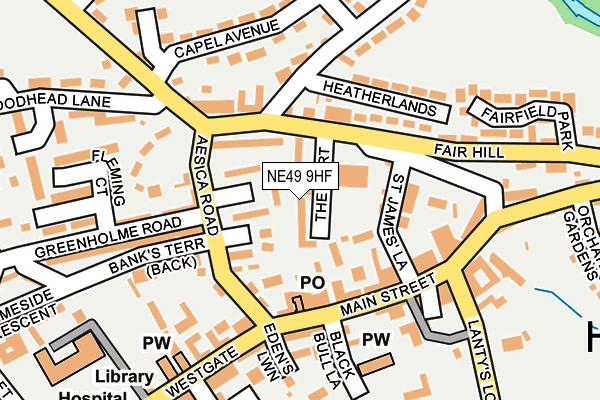 NE49 9HF map - OS OpenMap – Local (Ordnance Survey)
