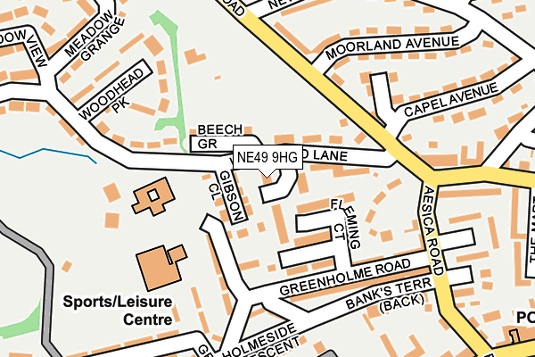 NE49 9HG map - OS OpenMap – Local (Ordnance Survey)