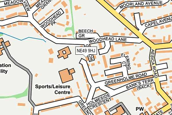 NE49 9HJ map - OS OpenMap – Local (Ordnance Survey)