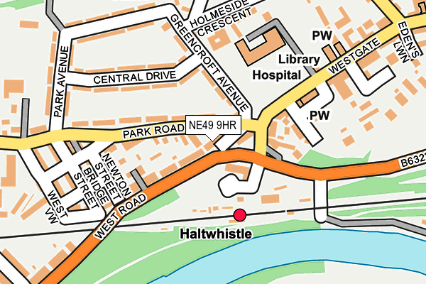 NE49 9HR map - OS OpenMap – Local (Ordnance Survey)