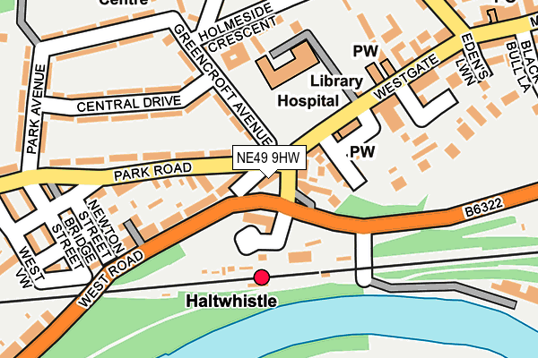 NE49 9HW map - OS OpenMap – Local (Ordnance Survey)