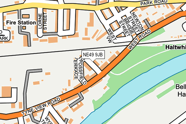 NE49 9JB map - OS OpenMap – Local (Ordnance Survey)