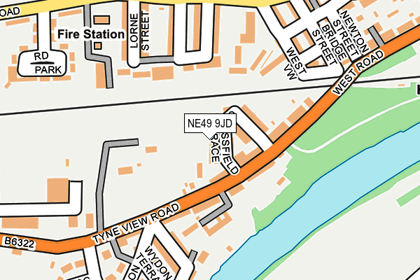 NE49 9JD map - OS OpenMap – Local (Ordnance Survey)